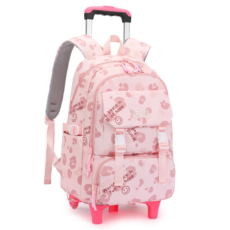Children School Backpack with Wheels Rolling School Bag For Girls wheeled backpack Trolley Luggage Bag Students Backpack