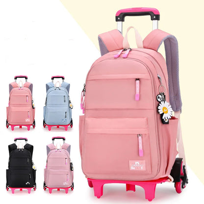 Children School Backpack with Wheels Rolling School Bag For Girls wheeled backpack Trolley Luggage Bag Students Backpack