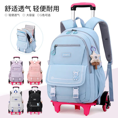 Children School Backpack with Wheels Rolling School Bag For Girls wheeled backpack Trolley Luggage Bag Students Backpack