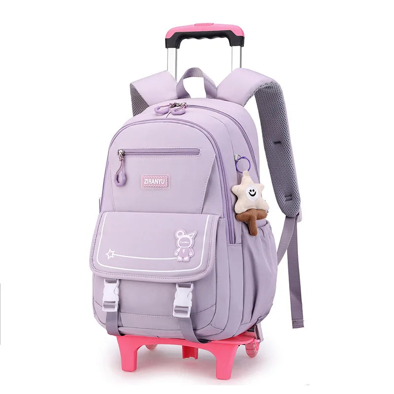 Children School Backpack with Wheels Rolling School Bag For Girls wheeled backpack Trolley Luggage Bag Students Backpack