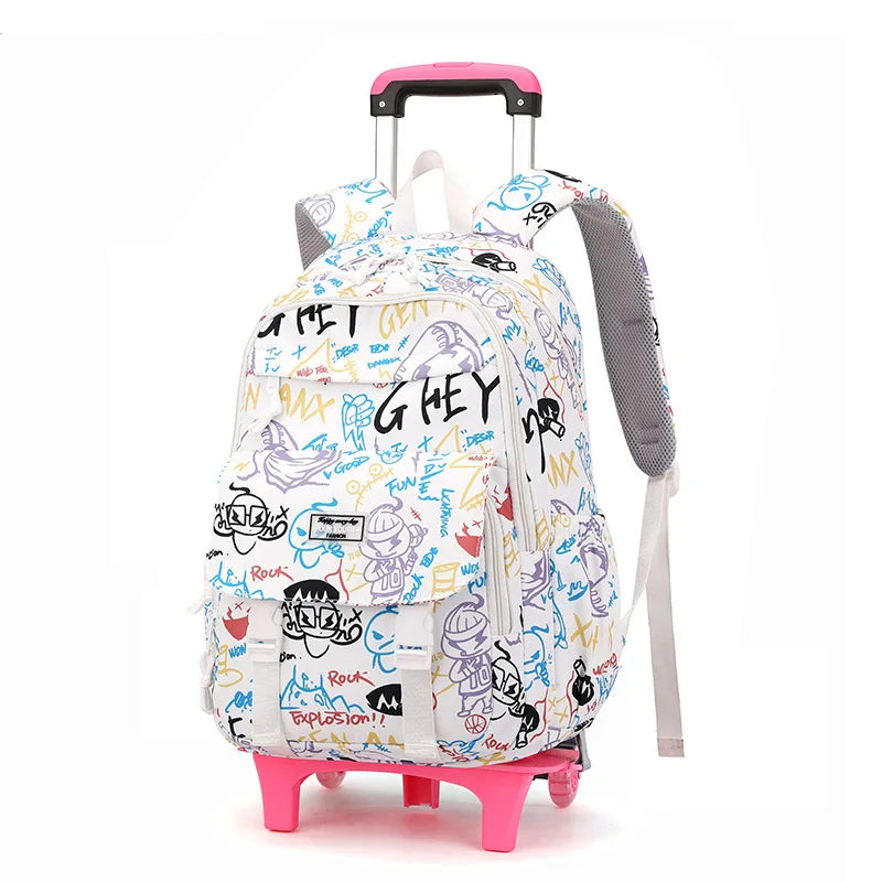 Children School Backpack with Wheels Rolling School Bag For Girls wheeled backpack Trolley Luggage Bag Students Backpack