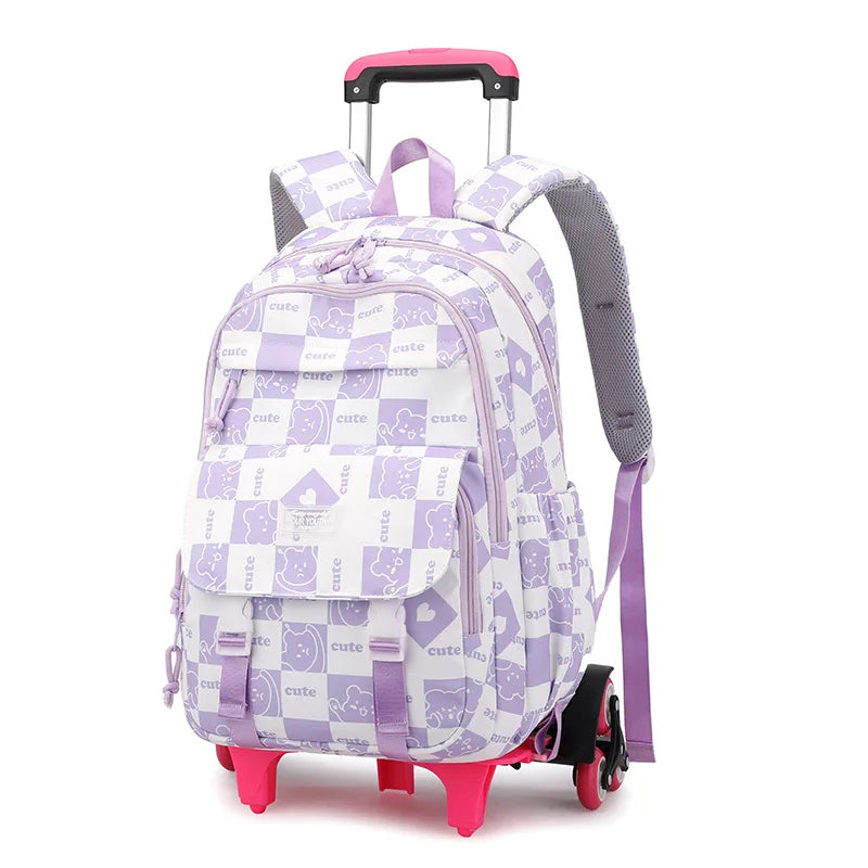 Children School Backpack with Wheels Rolling School Bag For Girls wheeled backpack Trolley Luggage Bag Students Backpack