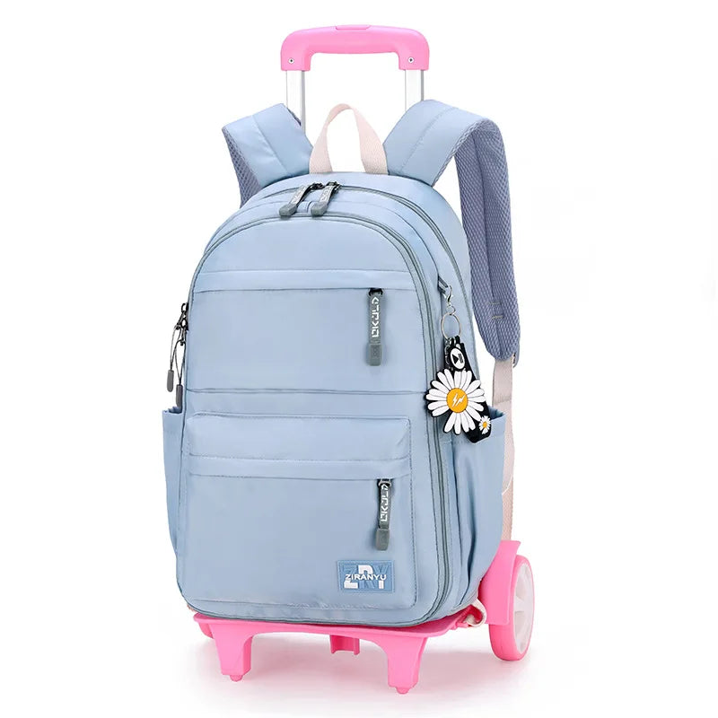 Children School Backpack with Wheels Rolling School Bag For Girls wheeled backpack Trolley Luggage Bag Students Backpack