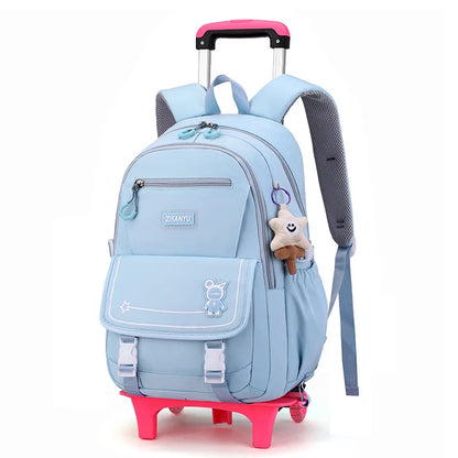 Children School Backpack with Wheels Rolling School Bag For Girls wheeled backpack Trolley Luggage Bag Students Backpack