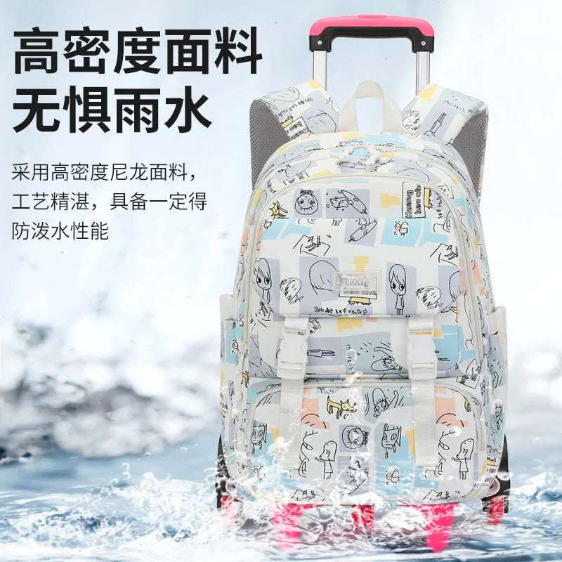 Children School Backpack with Wheels Rolling School Bag For Girls wheeled backpack Trolley Luggage Bag Students Backpack