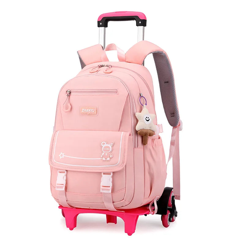 Children School Backpack with Wheels Rolling School Bag For Girls wheeled backpack Trolley Luggage Bag Students Backpack