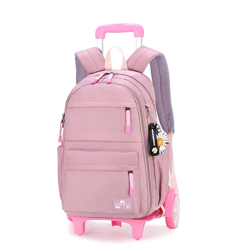 Children School Backpack with Wheels Rolling School Bag For Girls wheeled backpack Trolley Luggage Bag Students Backpack