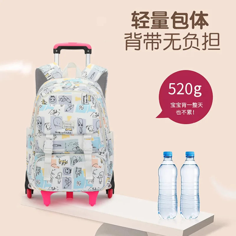 Children School Backpack with Wheels Rolling School Bag For Girls wheeled backpack Trolley Luggage Bag Students Backpack