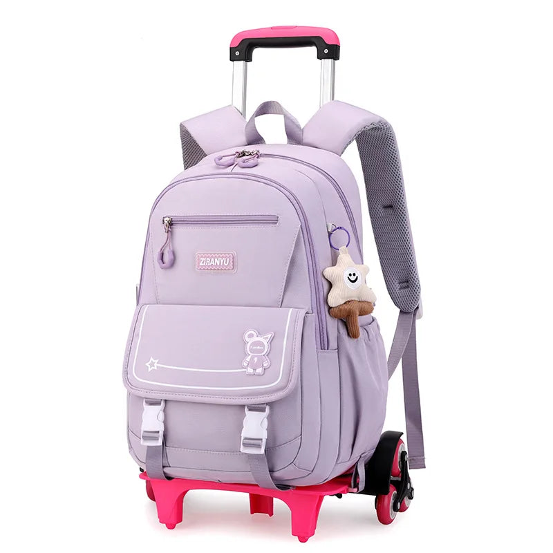 Children School Backpack with Wheels Rolling School Bag For Girls wheeled backpack Trolley Luggage Bag Students Backpack