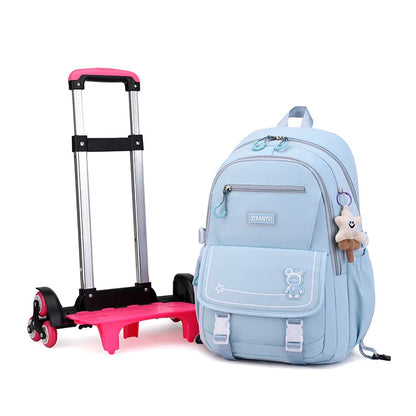 Children School Backpack with Wheels Rolling School Bag For Girls wheeled backpack Trolley Luggage Bag Students Backpack