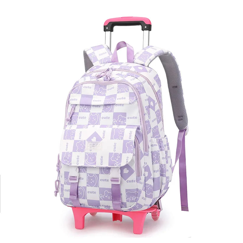 Children School Backpack with Wheels Rolling School Bag For Girls wheeled backpack Trolley Luggage Bag Students Backpack