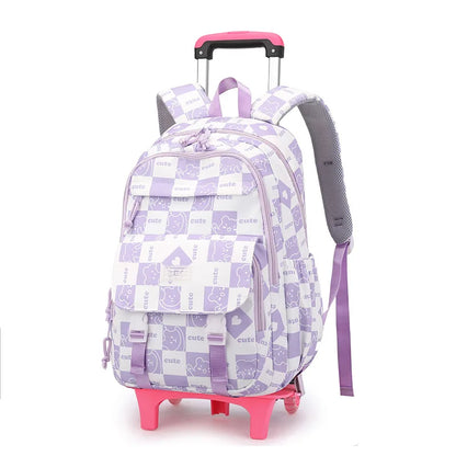 Children School Backpack with Wheels Rolling School Bag For Girls wheeled backpack Trolley Luggage Bag Students Backpack