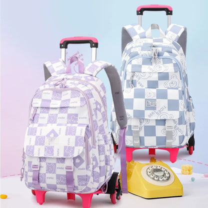 Children School Backpack with Wheels Rolling School Bag For Girls wheeled backpack Trolley Luggage Bag Students Backpack