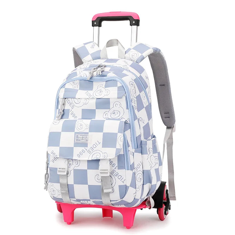 Children School Backpack with Wheels Rolling School Bag For Girls wheeled backpack Trolley Luggage Bag Students Backpack