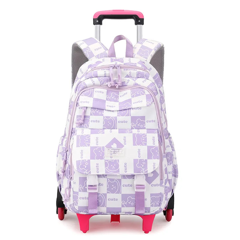 Children School Backpack with Wheels Rolling School Bag For Girls wheeled backpack Trolley Luggage Bag Students Backpack