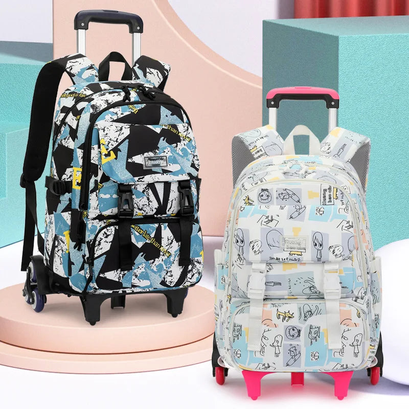 Children School Backpack with Wheels Rolling School Bag For Girls wheeled backpack Trolley Luggage Bag Students Backpack