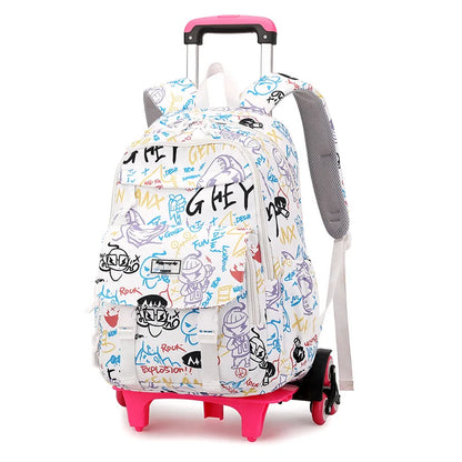 Children School Backpack with Wheels Rolling School Bag For Girls wheeled backpack Trolley Luggage Bag Students Backpack