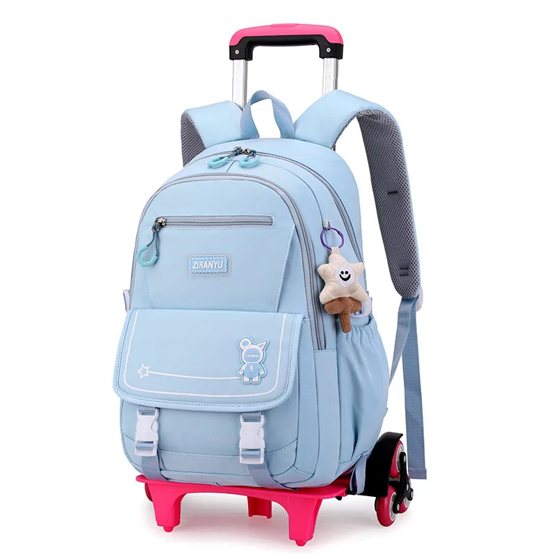 Children School Backpack with Wheels Rolling School Bag For Girls wheeled backpack Trolley Luggage Bag Students Backpack