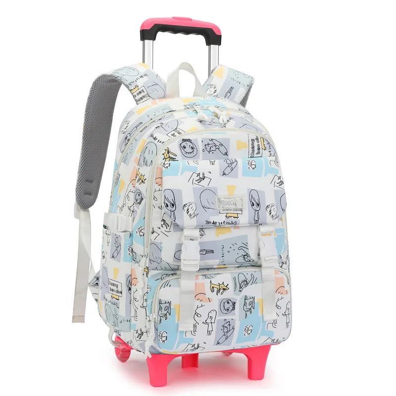 Children School Backpack with Wheels Rolling School Bag For Girls wheeled backpack Trolley Luggage Bag Students Backpack