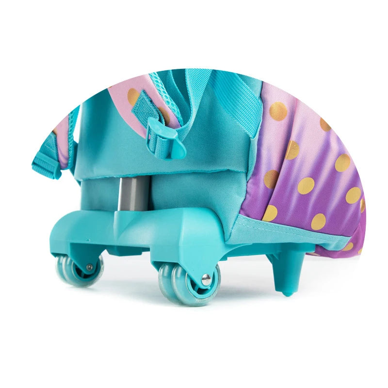 Children School Bags For Girls With Wheels Trolley Bag with Lunch Bag Schoolbag Set Teenagers Backpack Set Wheeled Backpack