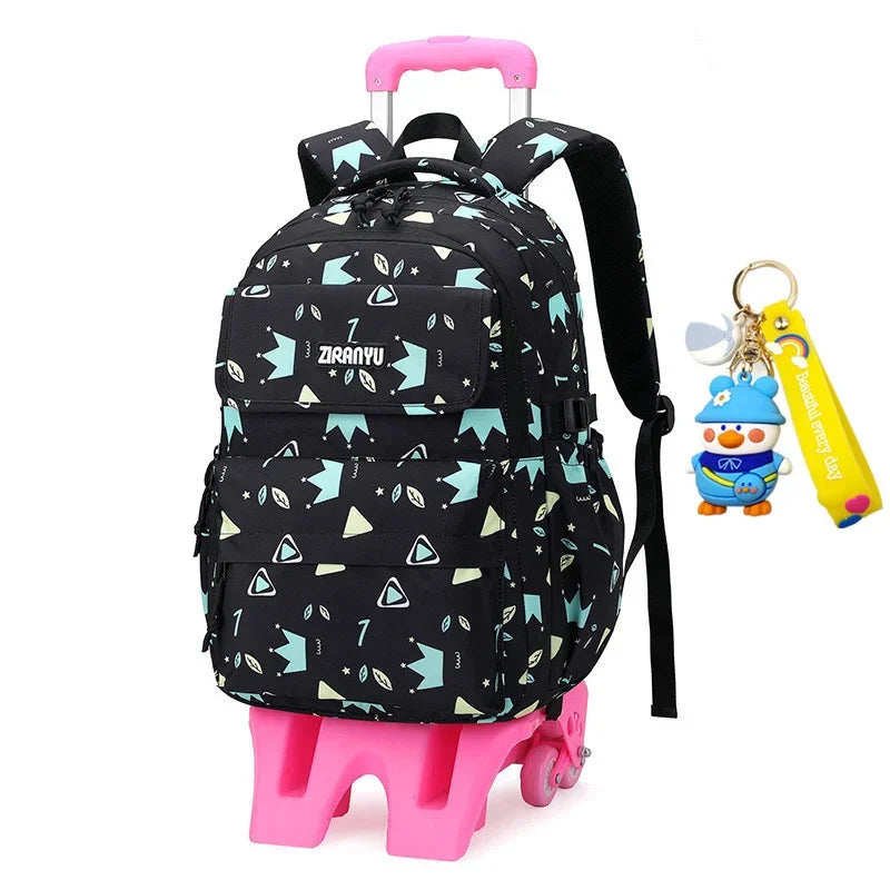 Children School Bags Mochilas Kids Backpacks With Wheel Trolley Luggage Girls princess backpack Backbag kids Schoolbag
