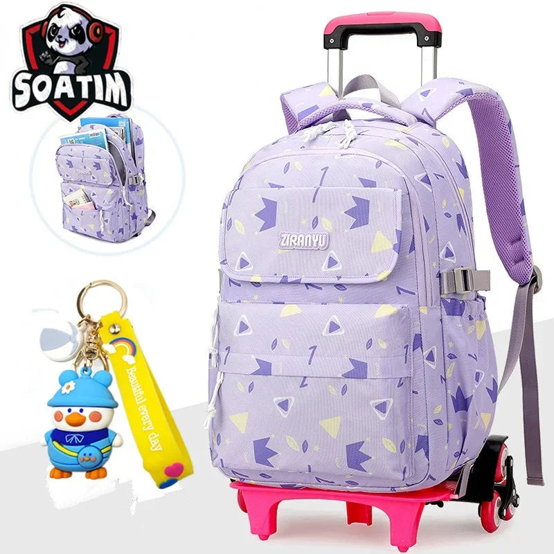 Children School Bags Mochilas Kids Backpacks With Wheel Trolley Luggage Girls princess backpack Backbag kids Schoolbag