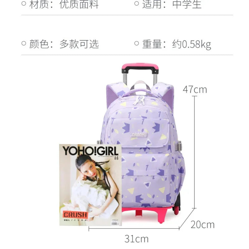 Children School Bags Mochilas Kids Backpacks With Wheel Trolley Luggage Girls princess backpack Backbag kids Schoolbag