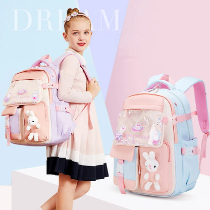 Children Transparent Cover School Bags Girls Satchel Primary Orthopedic School Backpack Princess Backpack Kids Schoolbag Mochila