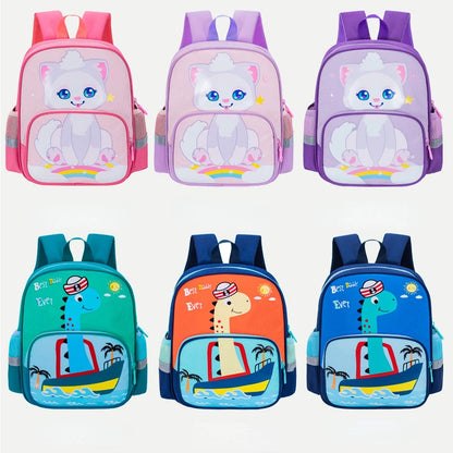 Children's Backpack Cartoon Cat Dinosaur Animal Printed Lightweight Backpack Kindergarten Male Treasure Multi-layer Schoolbag