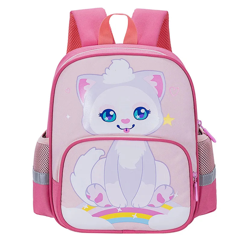 Children's Backpack Cartoon Cat Dinosaur Animal Printed Lightweight Backpack Kindergarten Male Treasure Multi-layer Schoolbag