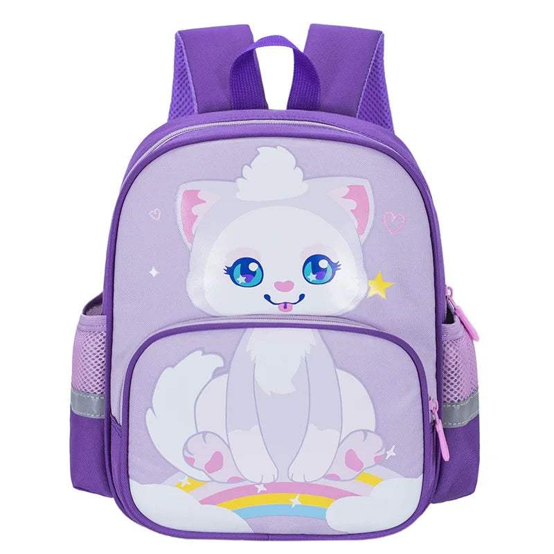 Children's Backpack Cartoon Cat Dinosaur Animal Printed Lightweight Backpack Kindergarten Male Treasure Multi-layer Schoolbag