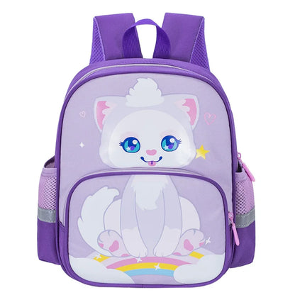 Children's Backpack Cartoon Cat Dinosaur Animal Printed Lightweight Backpack Kindergarten Male Treasure Multi-layer Schoolbag
