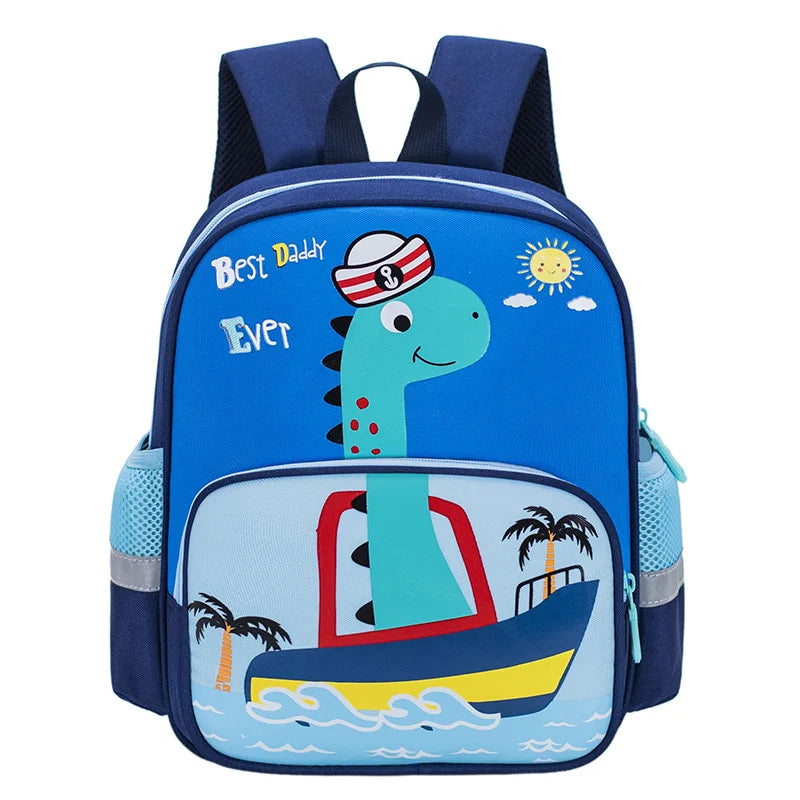 Children's Backpack Cartoon Cat Dinosaur Animal Printed Lightweight Backpack Kindergarten Male Treasure Multi-layer Schoolbag