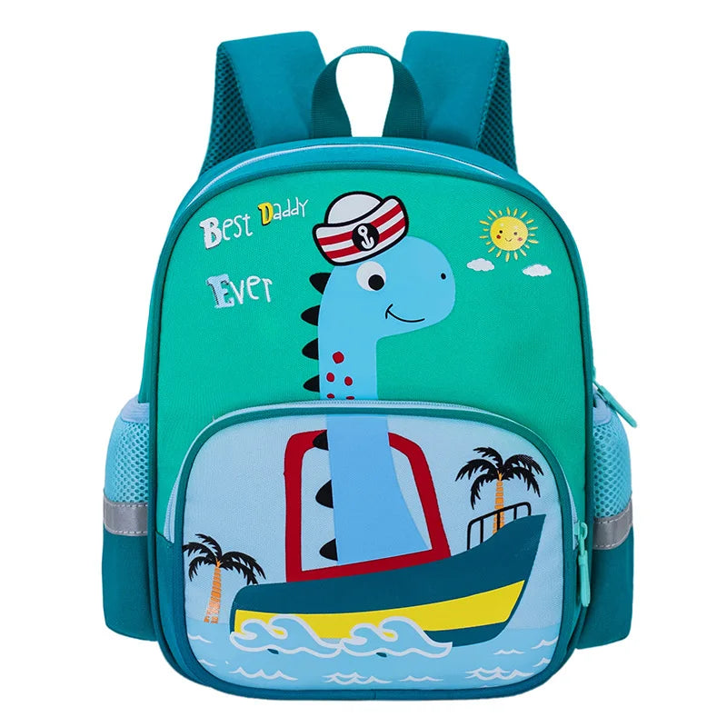 Children's Backpack Cartoon Cat Dinosaur Animal Printed Lightweight Backpack Kindergarten Male Treasure Multi-layer Schoolbag