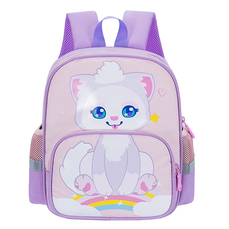 Children's Backpack Cartoon Cat Dinosaur Animal Printed Lightweight Backpack Kindergarten Male Treasure Multi-layer Schoolbag