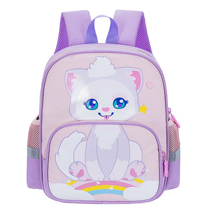 Children's Backpack Cartoon Cat Dinosaur Animal Printed Lightweight Backpack Kindergarten Male Treasure Multi-layer Schoolbag