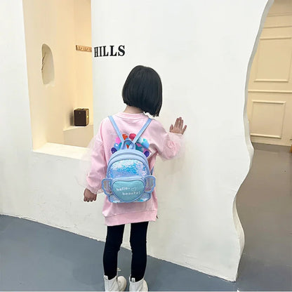 Children's Backpack Love Sequins Cartoon Backpack Kindergarten Girls School Bag Casual Travel Rucksack Princess Dance Bag