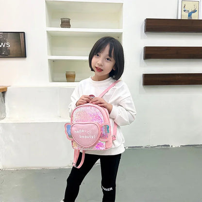 Children's Backpack Love Sequins Cartoon Backpack Kindergarten Girls School Bag Casual Travel Rucksack Princess Dance Bag