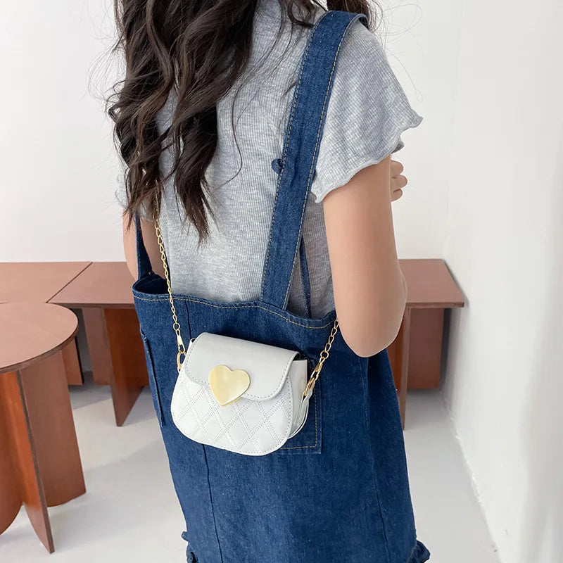Children's Crossbody Bags Cute Little Girls Mini Shoulder Bag for Kids Fashion Heart Pattern Coin Purse Small Handbags