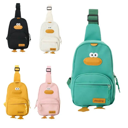 Children's Kawaii Duck Purse Fanny Pack Shoulder Bag Chest Wallet Bagpack Canvas Satchel Messenger Bag For Kids Boys and Girls