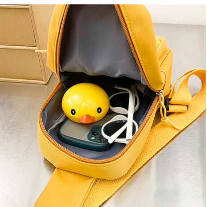 Children's Kawaii Duck Purse Fanny Pack Shoulder Bag Chest Wallet Bagpack Canvas Satchel Messenger Bag For Kids Boys and Girls
