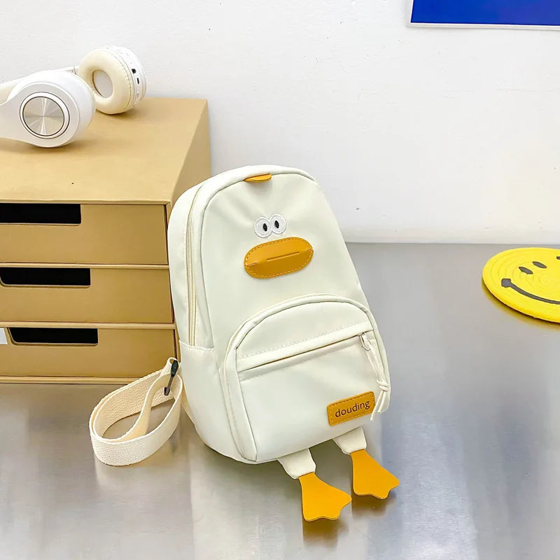 Children's Kawaii Duck Purse Fanny Pack Shoulder Bag Chest Wallet Bagpack Canvas Satchel Messenger Bag For Kids Boys and Girls