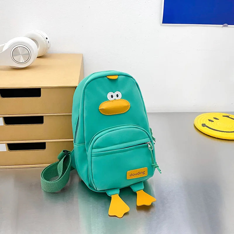 Children's Kawaii Duck Purse Fanny Pack Shoulder Bag Chest Wallet Bagpack Canvas Satchel Messenger Bag For Kids Boys and Girls