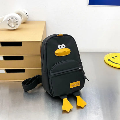 Children's Kawaii Duck Purse Fanny Pack Shoulder Bag Chest Wallet Bagpack Canvas Satchel Messenger Bag For Kids Boys and Girls
