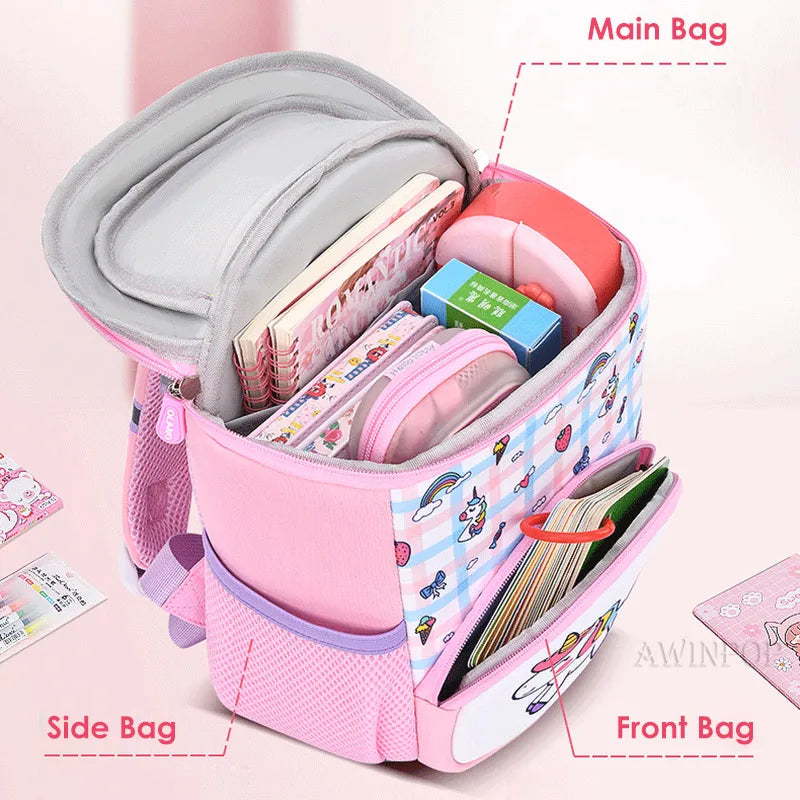 Children's School Bag Fashion Unicorn Design Toddler Girls School Backpack Primary Student Schoolbag Mochila Escolar Niña Gift