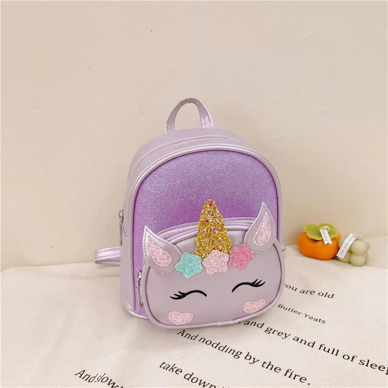 Children's Schoolbag Bright Star Unicorn Toddler Cartoon Backpack Cute Boys and Girls Travel Casual PU Waterproof Backpack
