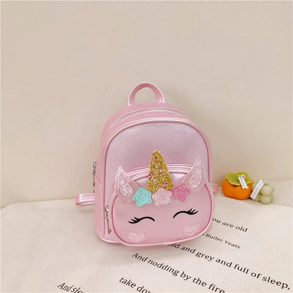 Children's Schoolbag Bright Star Unicorn Toddler Cartoon Backpack Cute Boys and Girls Travel Casual PU Waterproof Backpack