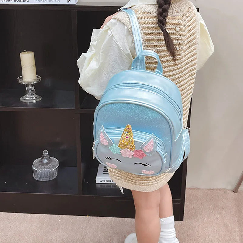 Children's Schoolbag Bright Star Unicorn Toddler Cartoon Backpack Cute Boys and Girls Travel Casual PU Waterproof Backpack