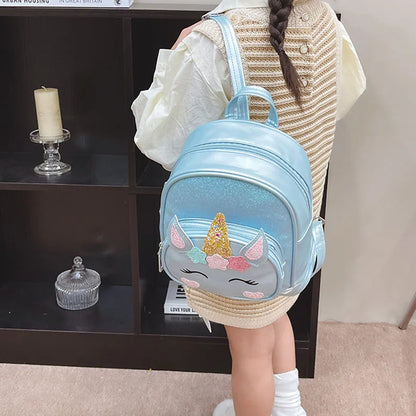 Children's Schoolbag Bright Star Unicorn Toddler Cartoon Backpack Cute Boys and Girls Travel Casual PU Waterproof Backpack