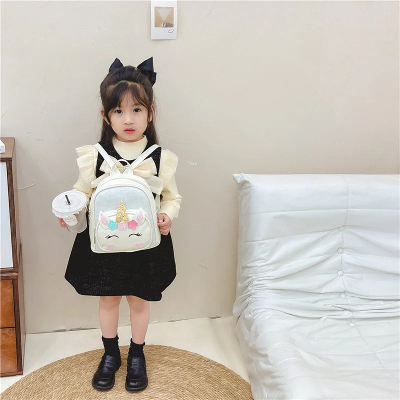 Children's Schoolbag Bright Star Unicorn Toddler Cartoon Backpack Cute Boys and Girls Travel Casual PU Waterproof Backpack